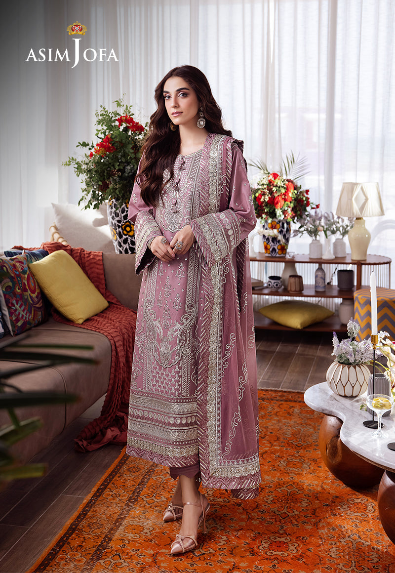 Asim Jofa 3 Piece Custom Stitched Suit - Pink - LB287356