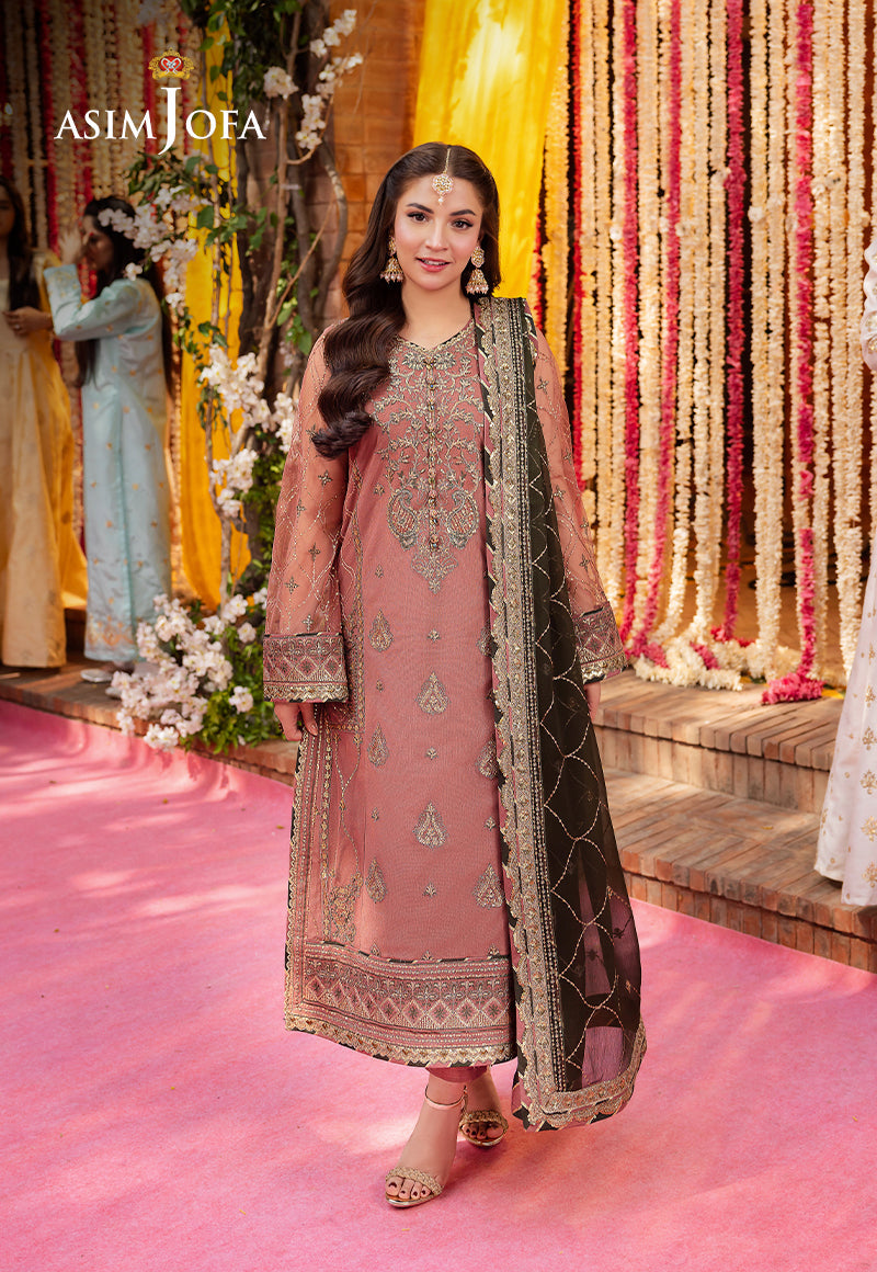 Asim Jofa 3 Piece Custom Stitched Suit - Pink - LB287260