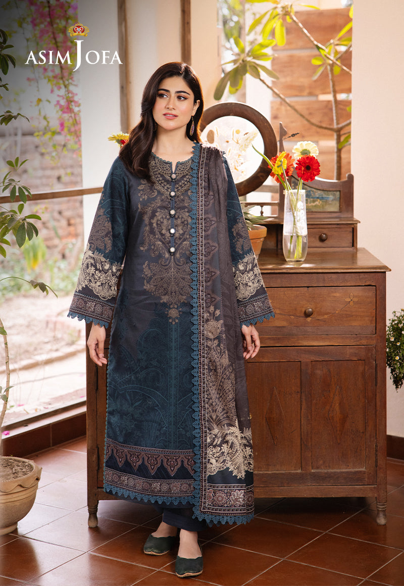 Asim Jofa 3 Piece Custom Stitched Suit - Gray - LB286658