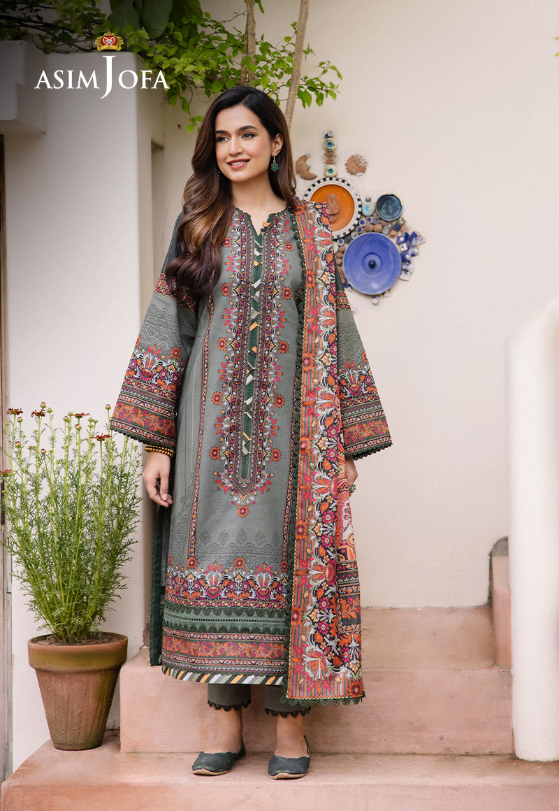 Asim Jofa 3 Piece Custom Stitched Suit - Green - LB286654