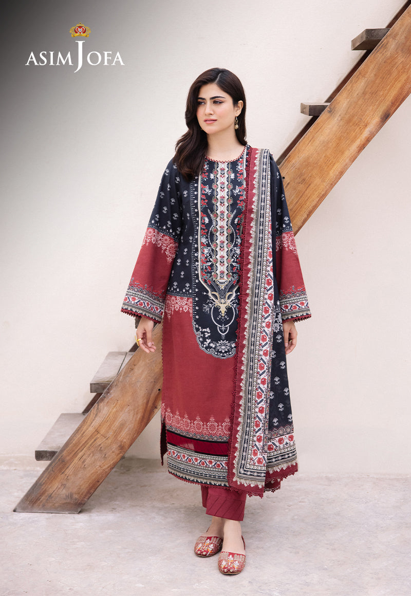 Asim Jofa 3 Piece Custom Stitched Suit - Black - LB286645