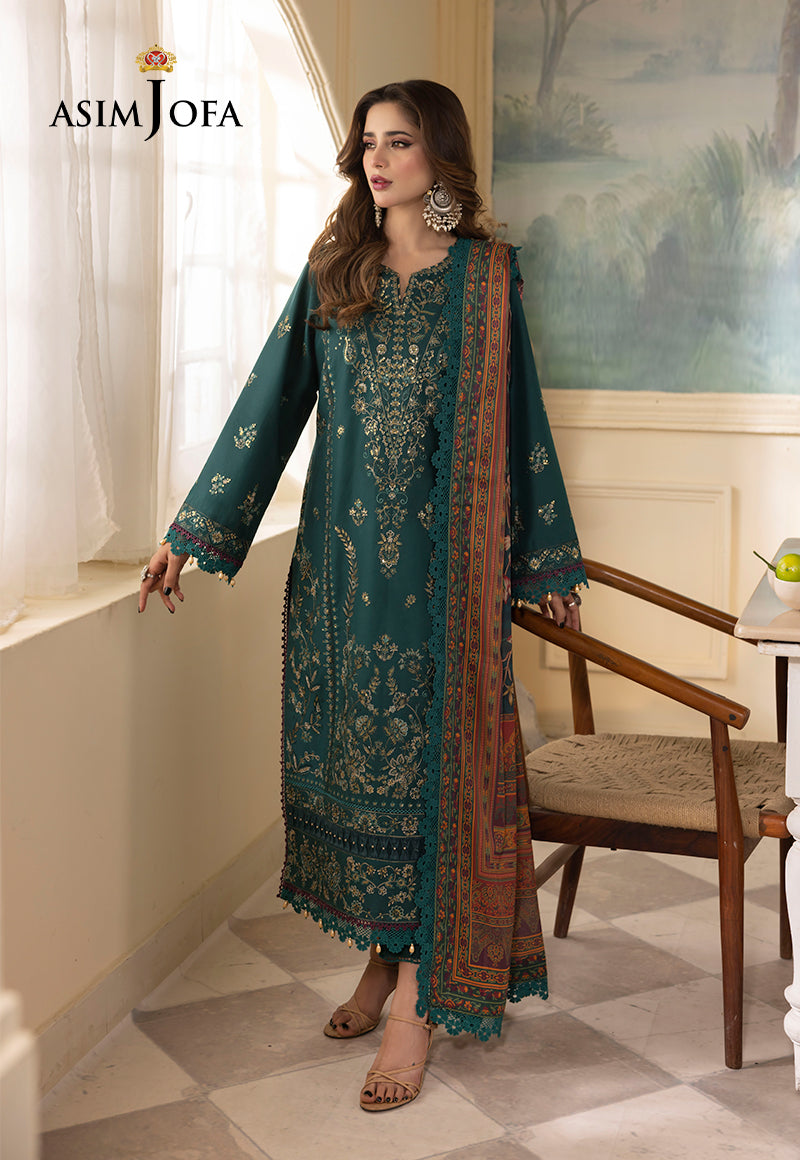 Asim Jofa 3 Piece Custom Stitched Suit - Green - LB285246