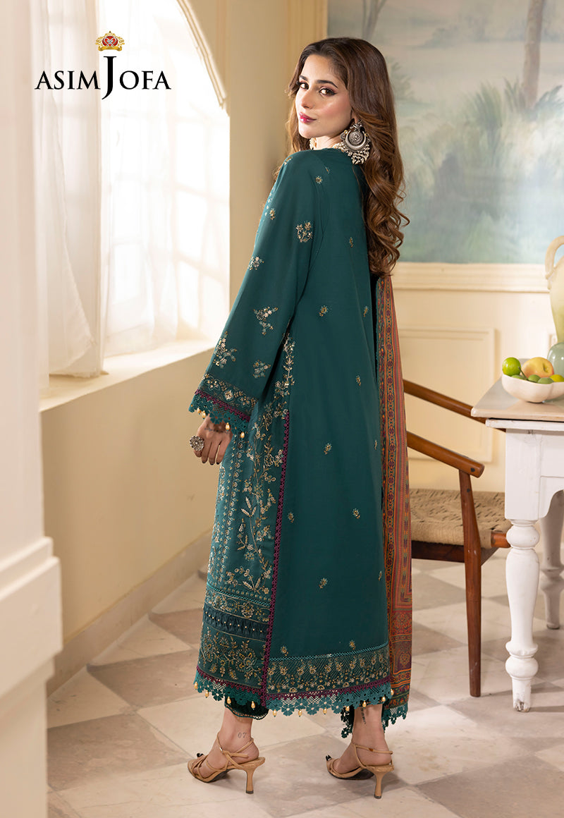 Asim Jofa 3 Piece Custom Stitched Suit - Green - LB285246