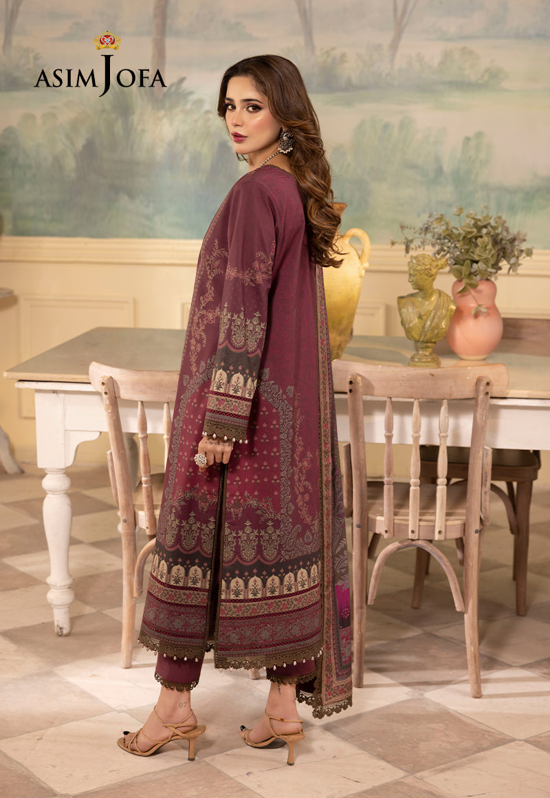 Asim Jofa 3 Piece Custom Stitched Suit - Purple - LB285256