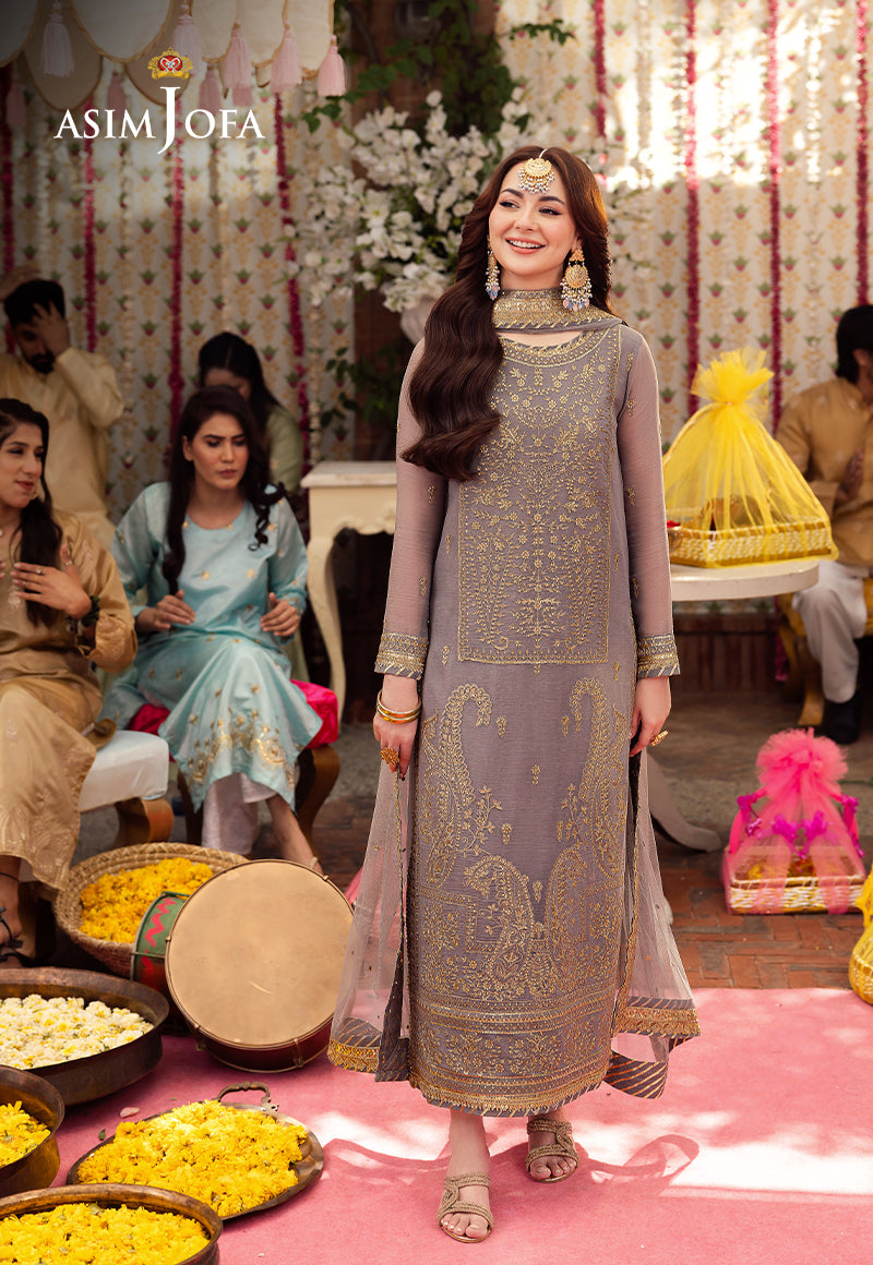 Asim Jofa 3 Piece Custom Stitched Suit - Gray - LB287263