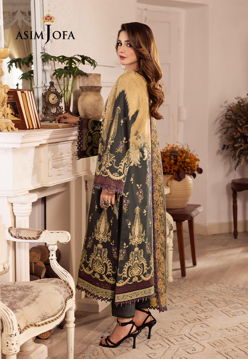 Asim Jofa 3 Piece Custom Stitched Suit - Black - LB285248