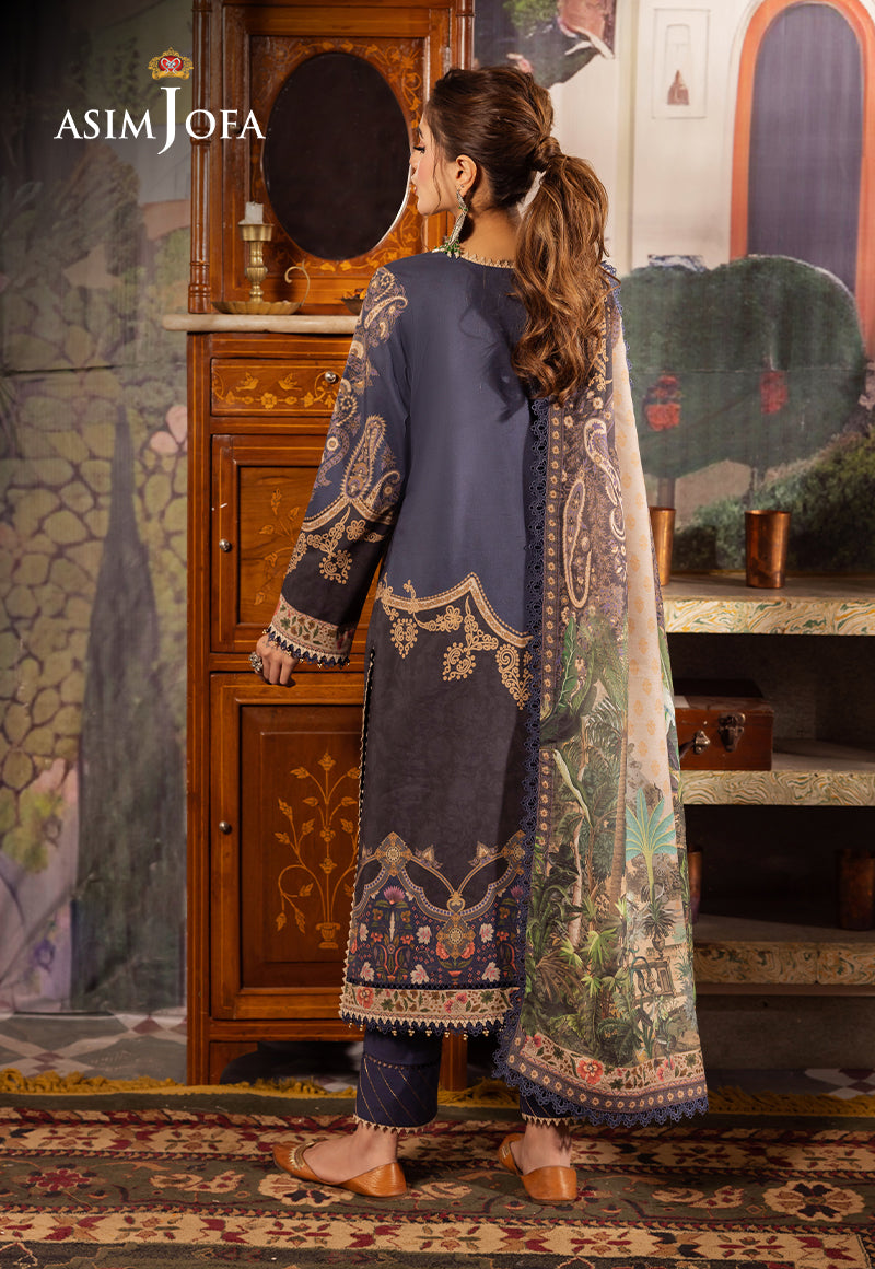 Asim Jofa 3 Piece Custom Stitched Suit - Blue - LB285255