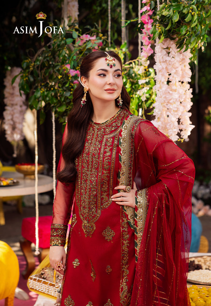 Asim Jofa 3 Piece Custom Stitched Suit - Red - LB287262