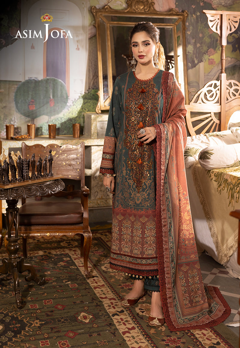 Asim Jofa 3 Piece Custom Stitched Suit - Green - LB285250