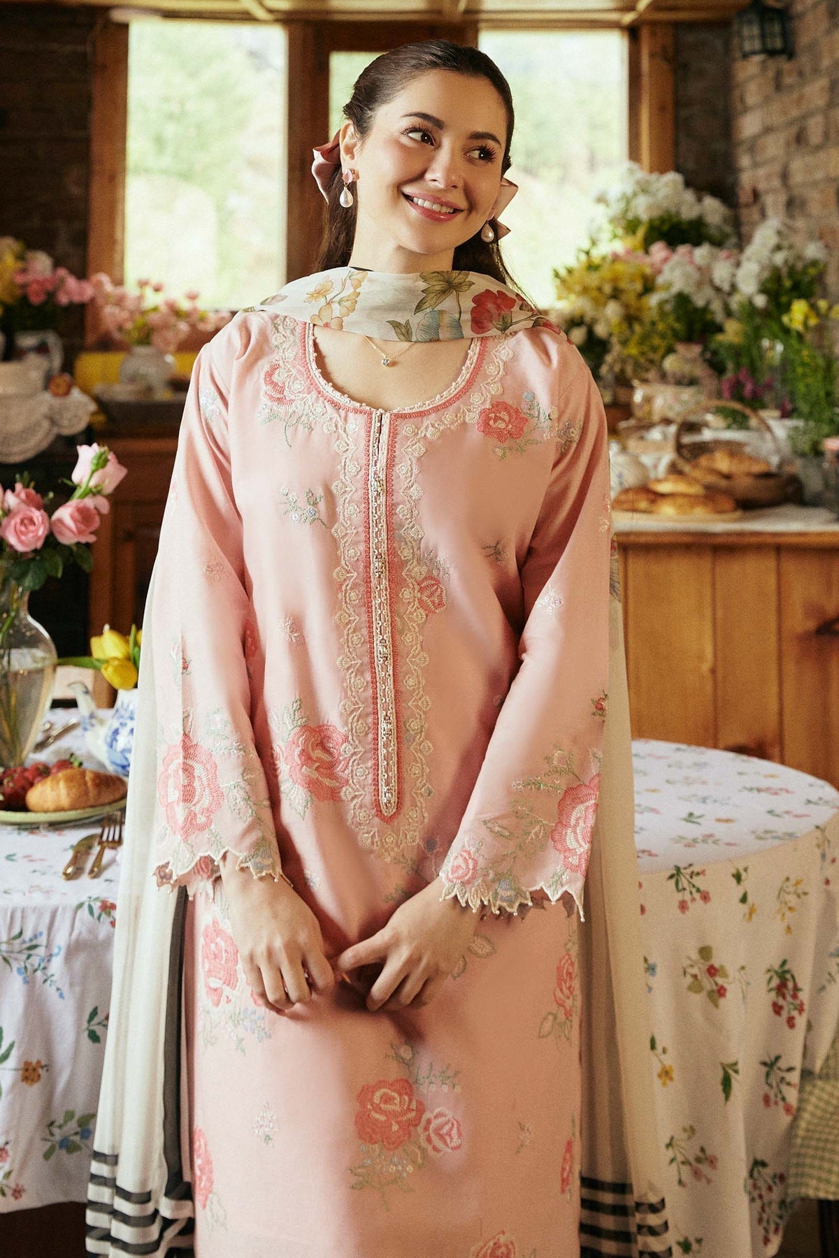 Zara Shahjahan 3 Piece Custom Stitched Suit - Pink - LB287235