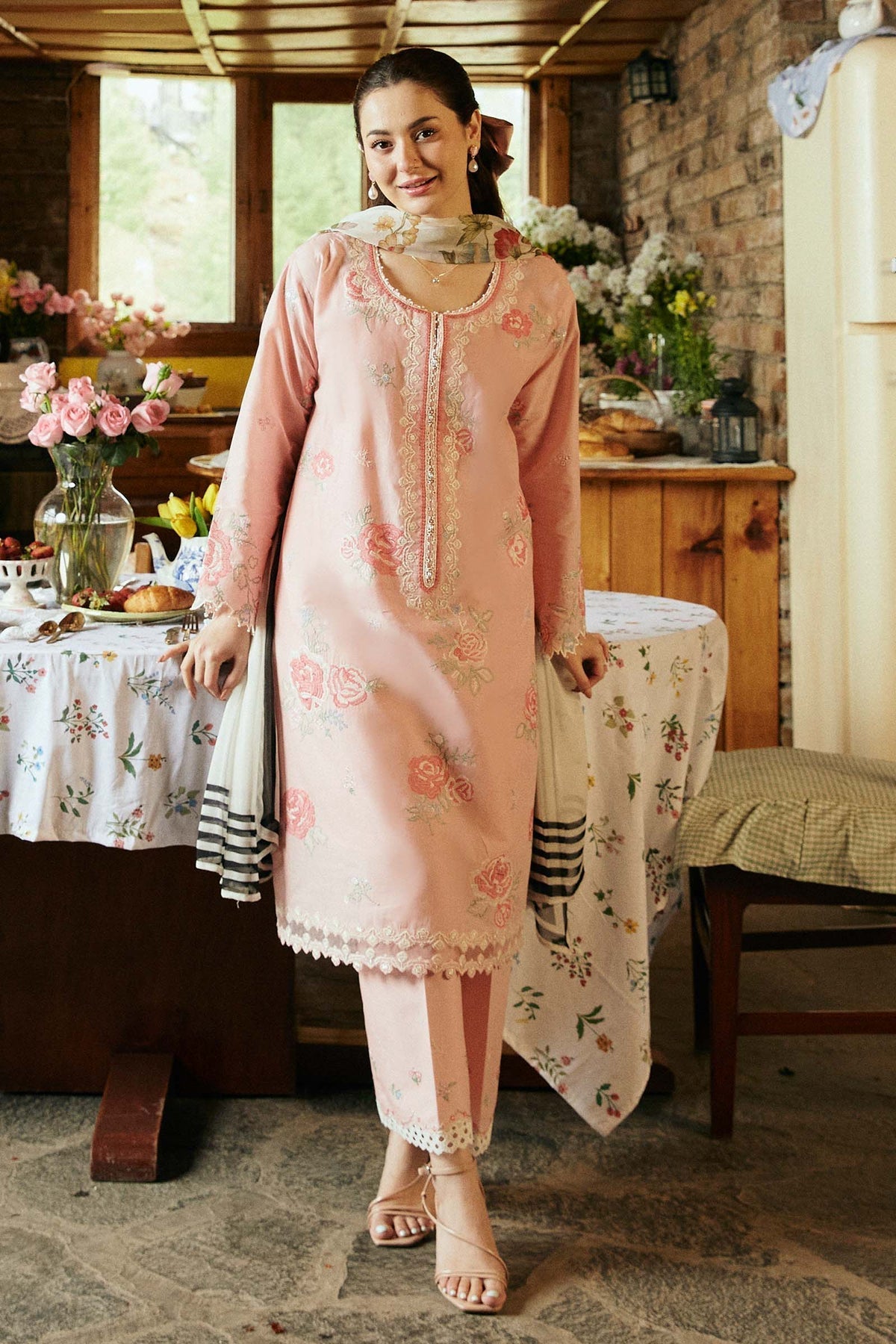 Zara Shahjahan 3 Piece Custom Stitched Suit - Pink - LB287235