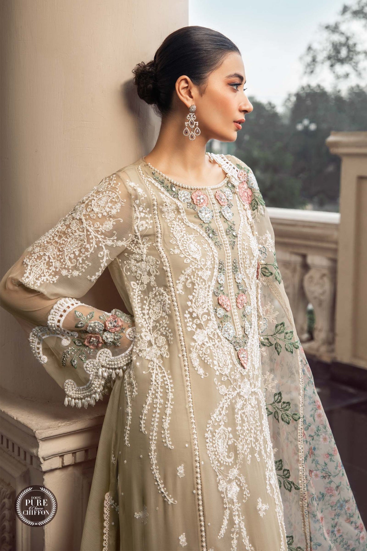 Maria.B 3 Piece Custom Stitched Suit - Beige - LB28063