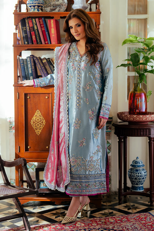 Mushq 3 Piece Pret Suit - Blue - LB29037