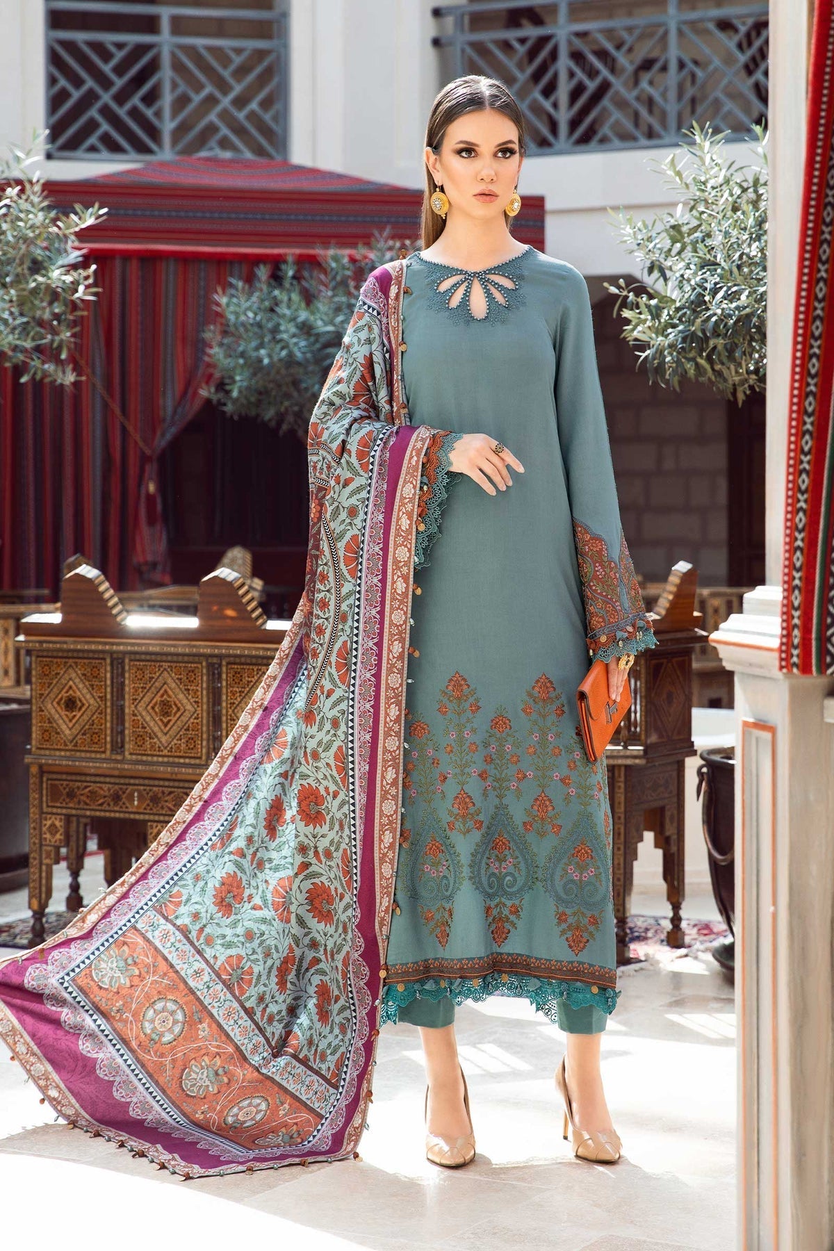 Maria.B 3 Piece Custom Stitched Suit - Blue - LB285099