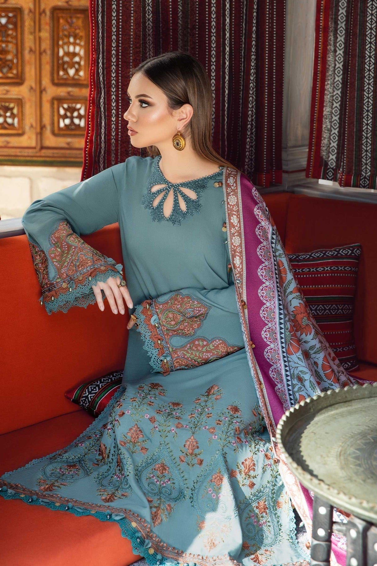 Maria.B 3 Piece Custom Stitched Suit - Blue - LB285099