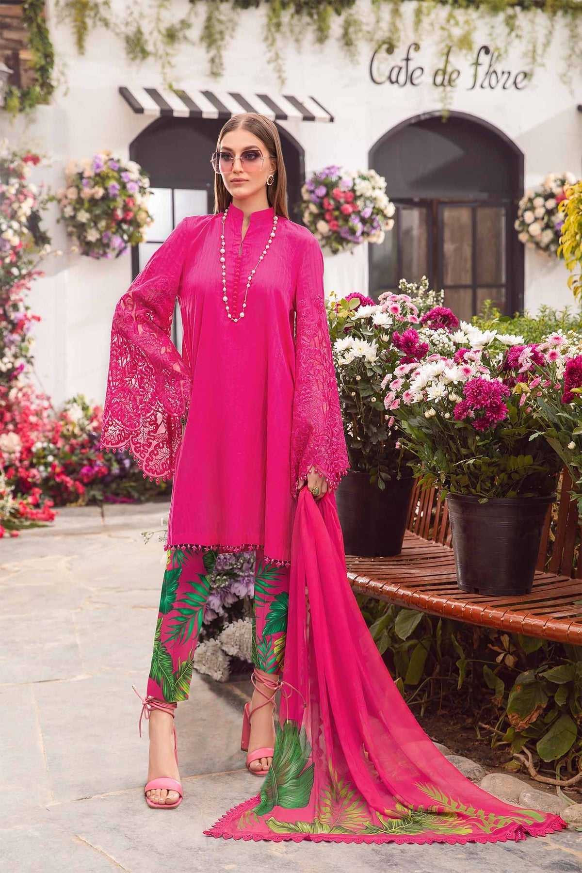 Maria.B 3 Piece Custom Stitched Suit - Pink - LB285793