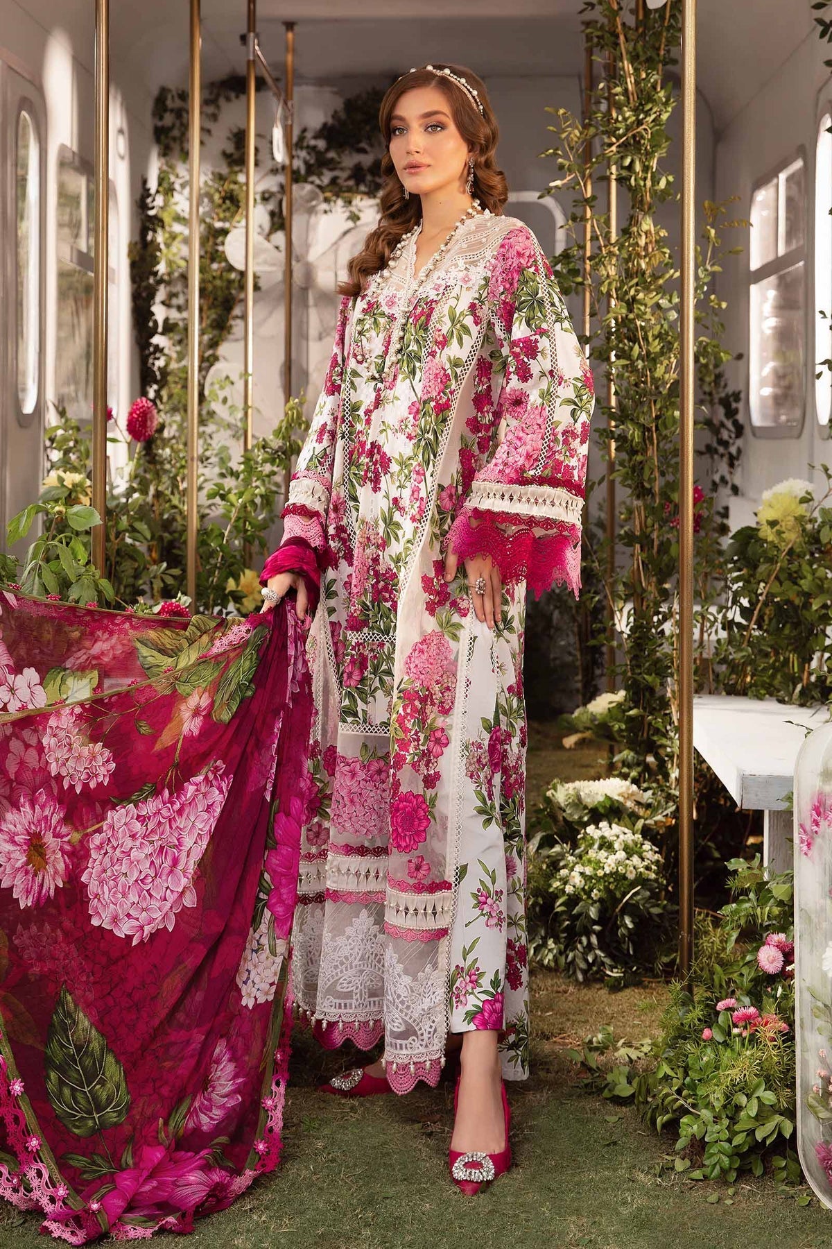 Maria.B 3 Piece Custom Stitched Suit - Pink - LB285815