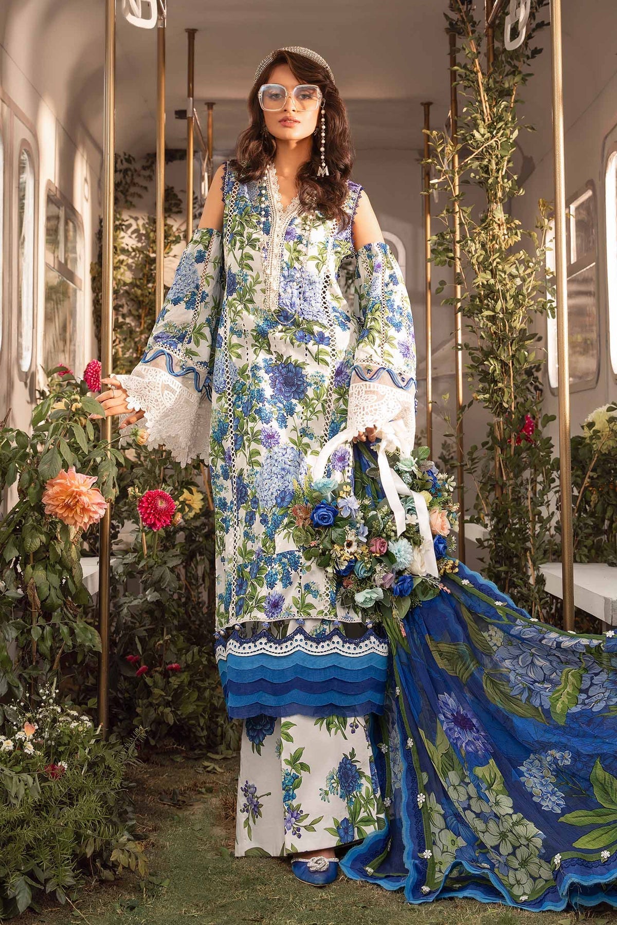 Maria.B 3 Piece Custom Stitched Suit - Blue - LB285814