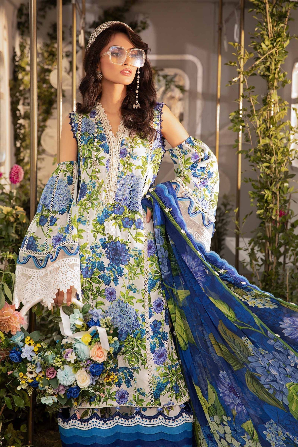 Maria.B 3 Piece Custom Stitched Suit - Blue - LB285814