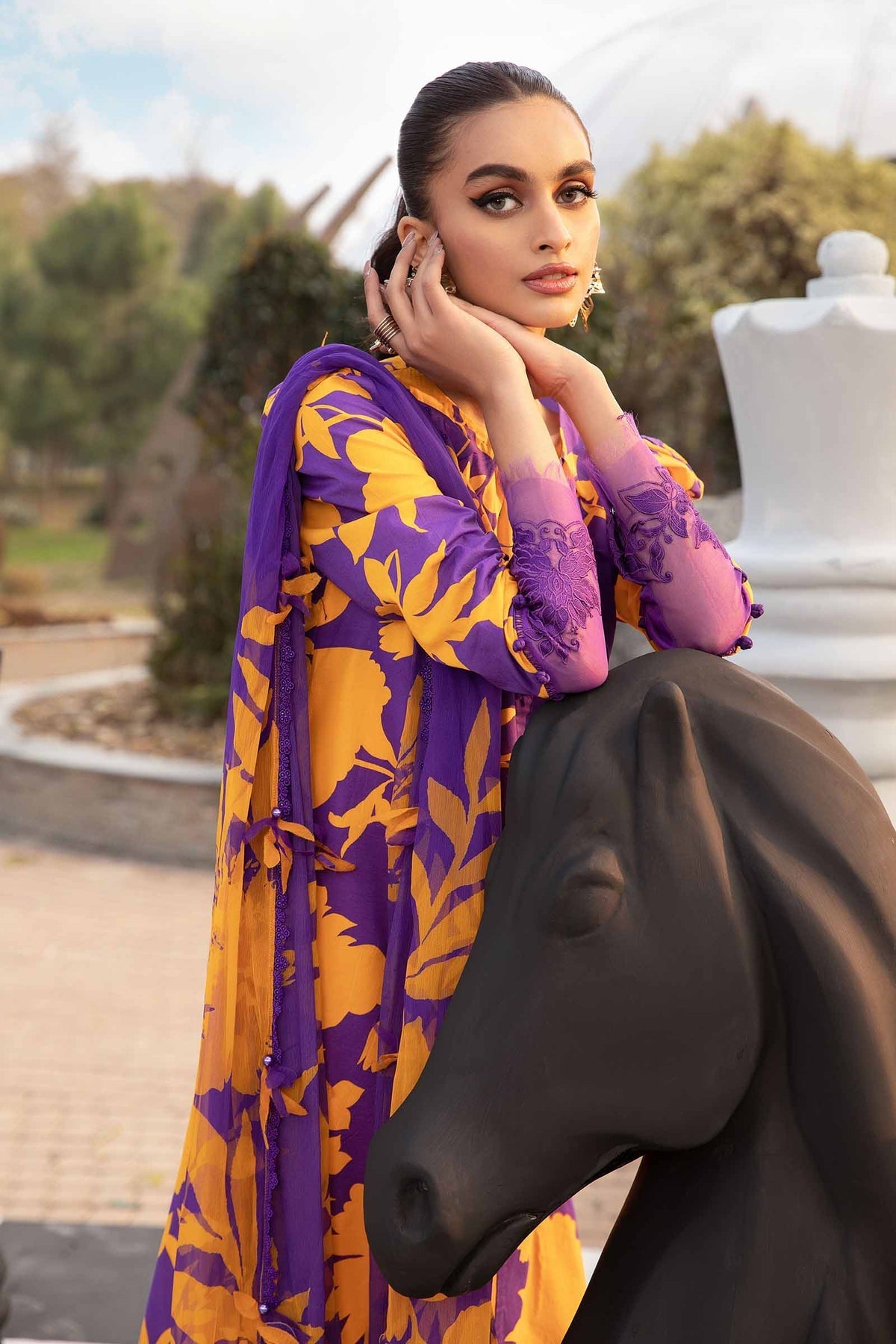 Maria.B 3 Piece Custom Stitched Suit - Purple - LB285804