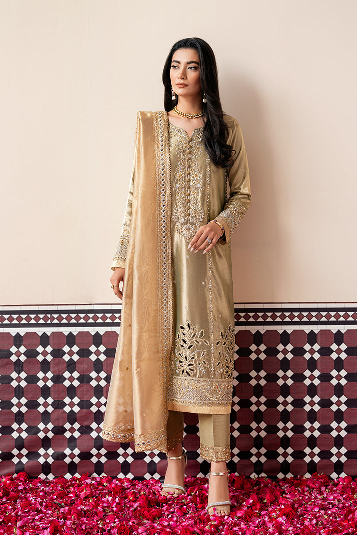 Mushq 3 Piece Pret Suit - Gold - LB30485