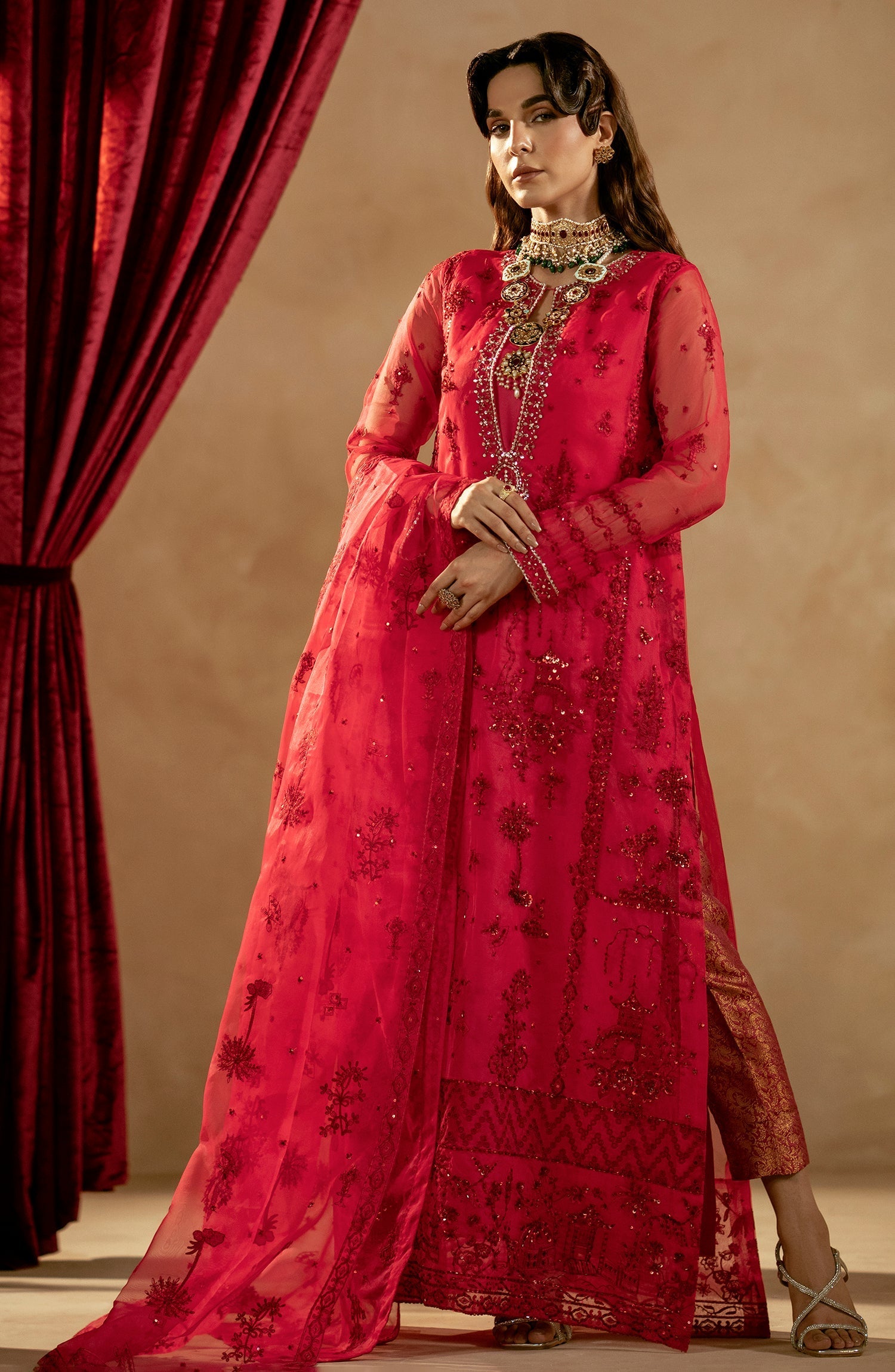 Maryum N Maria 3 Piece Custom Stitched Suit - Red - LB285244