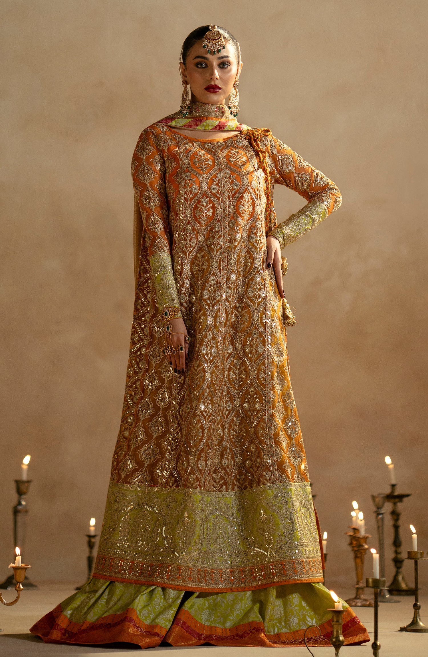 Maryum N Maria 3 Piece Custom Stitched Suit - Orange - LB285245