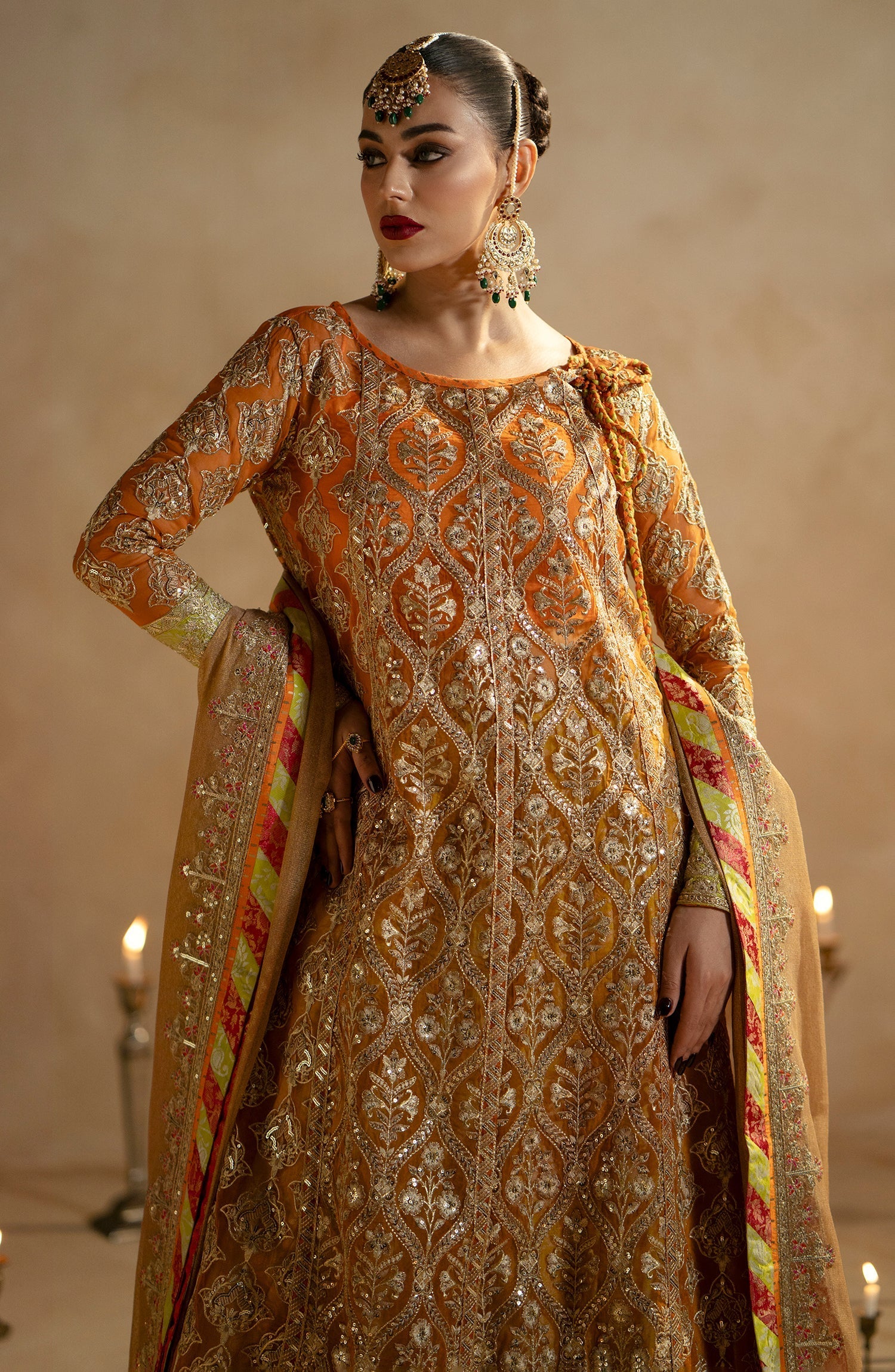 Maryum N Maria 3 Piece Custom Stitched Suit - Orange - LB285245