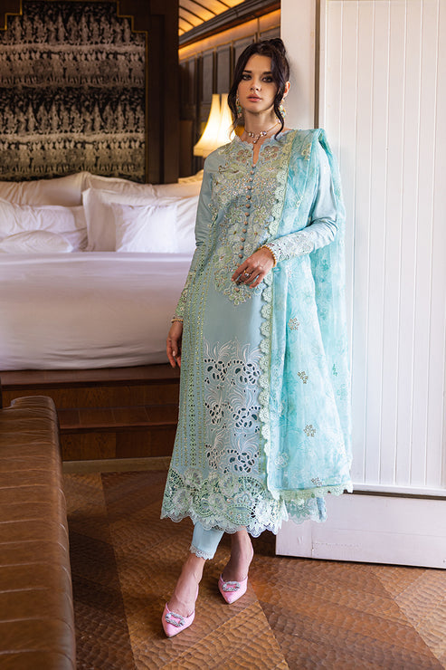 Mushq 3 Piece Custom Stitched Suit - Aqua - LB286743