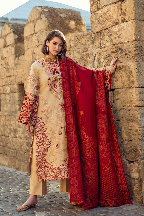 Mushq 3 Piece Custom Stitched Suit - Beige - LB288970