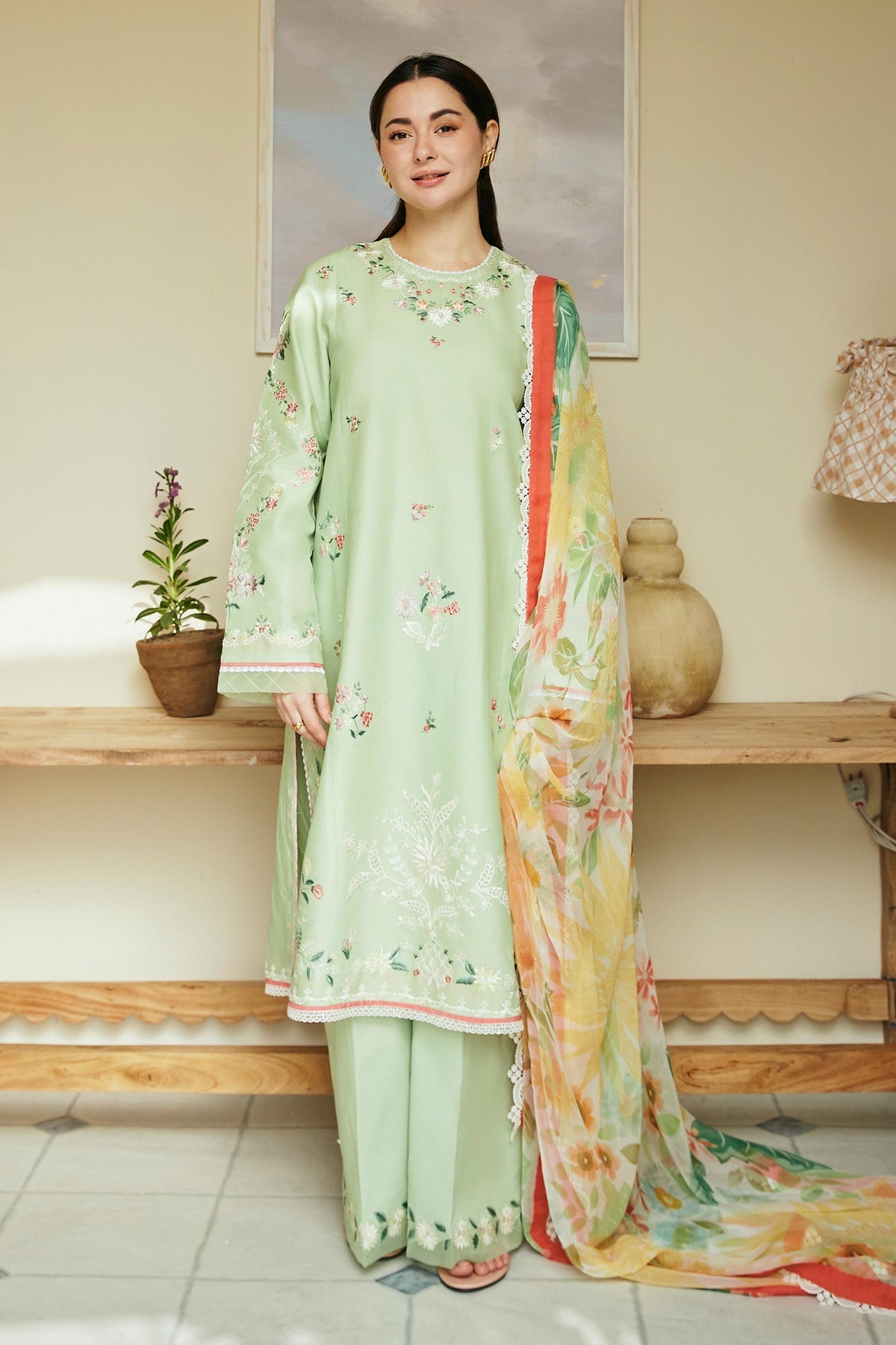 Zara Shahjahan 3 Piece Custom Stitched Suit - Green - LB285834