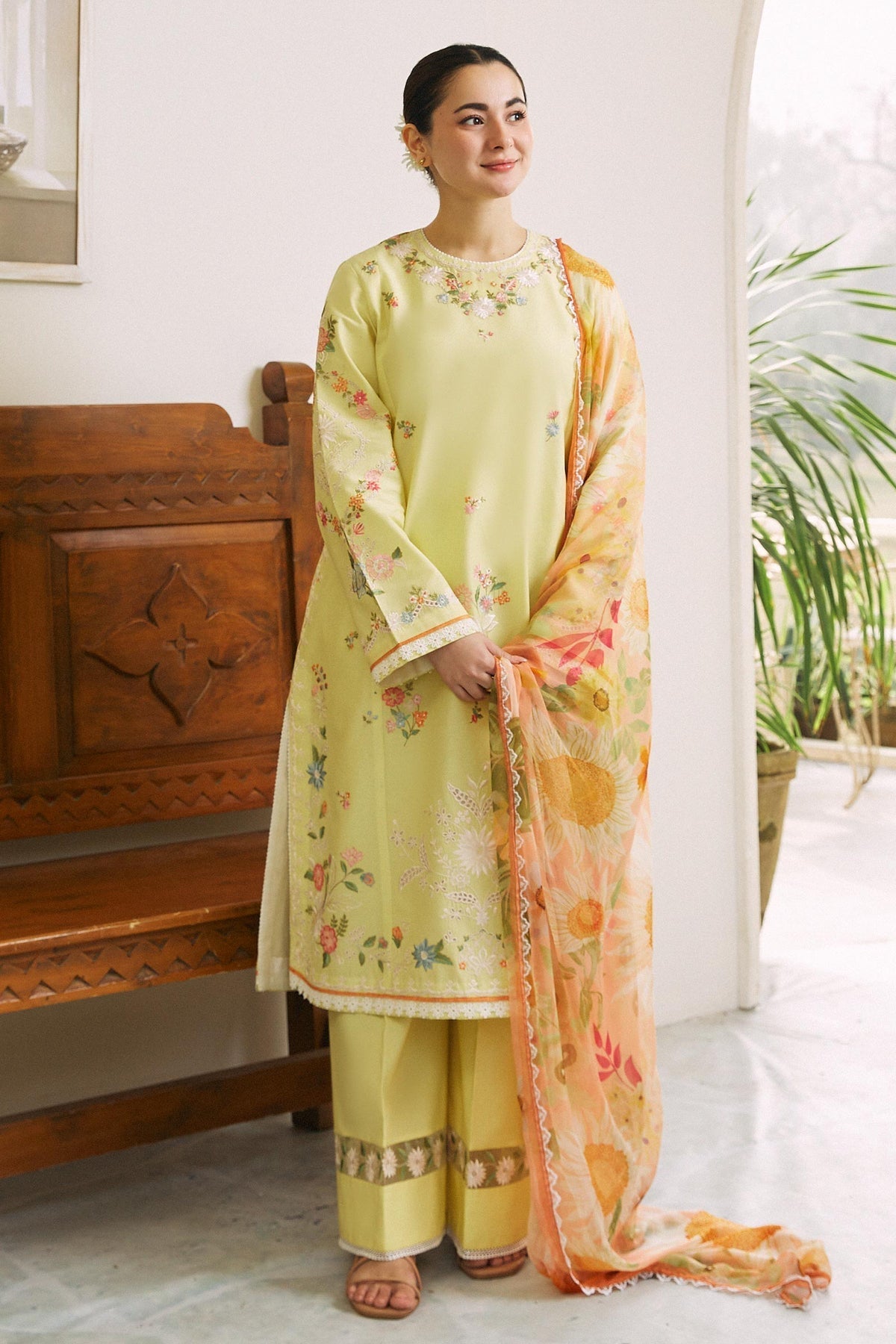 Zara Shahjahan 3 Piece Custom Stitched Suit - Yellow - LB285829