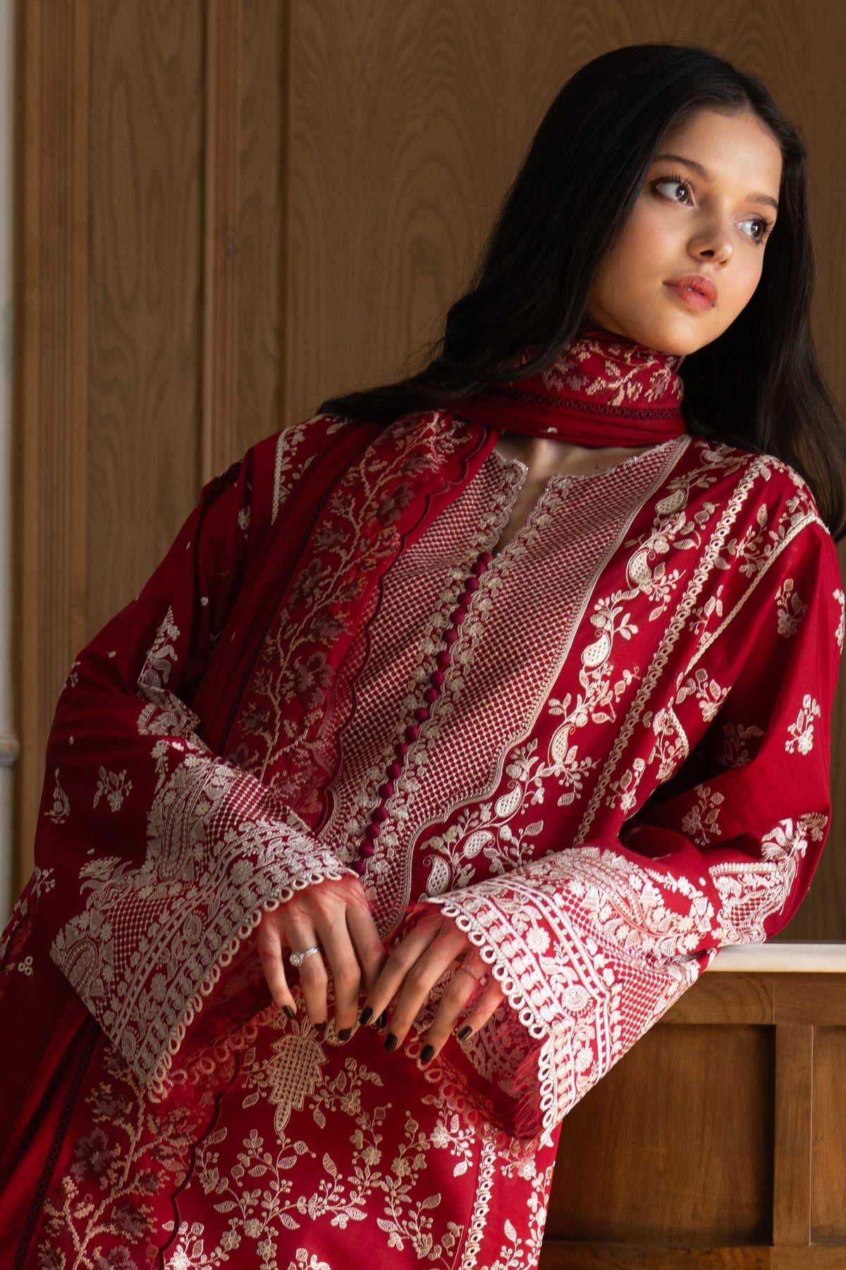 Zara Shahjahan 3 Piece Custom Stitched Suit - Red - LB29661