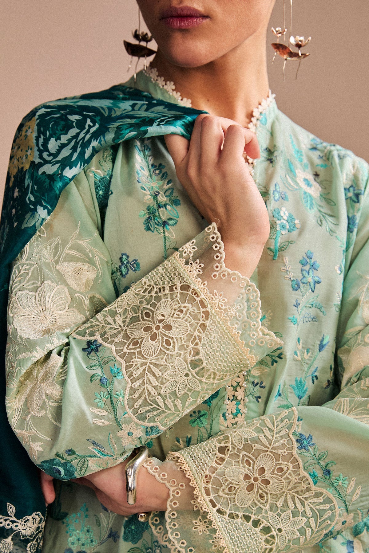 Zara Shahjahan 3 Piece Custom Stitched Suit - Aqua - LB29649