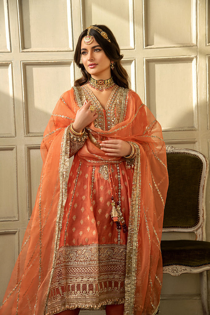 Sobia Nazir 3 Piece Custom Stitched Suit - Peach - LB28430