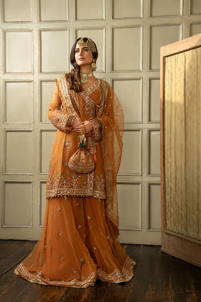 Sobia Nazir 3 Piece Custom Stitched Suit - Orange - LB28434