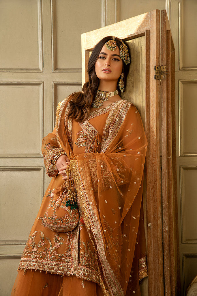 Sobia Nazir 3 Piece Custom Stitched Suit - Orange - LB28434