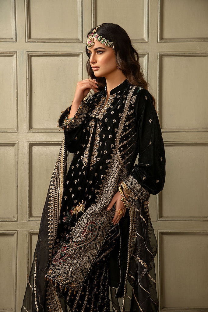 Sobia Nazir 3 Piece Custom Stitched Suit - Black - LB28433