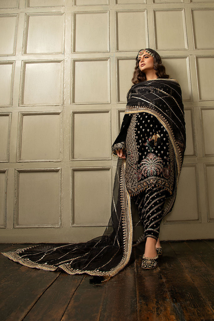 Sobia Nazir 3 Piece Custom Stitched Suit - Black - LB28433