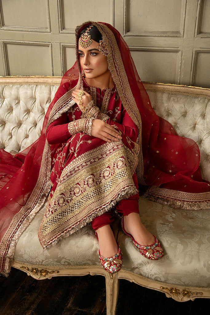 Sobia Nazir 3 Piece Custom Stitched Suit - Red - LB28429