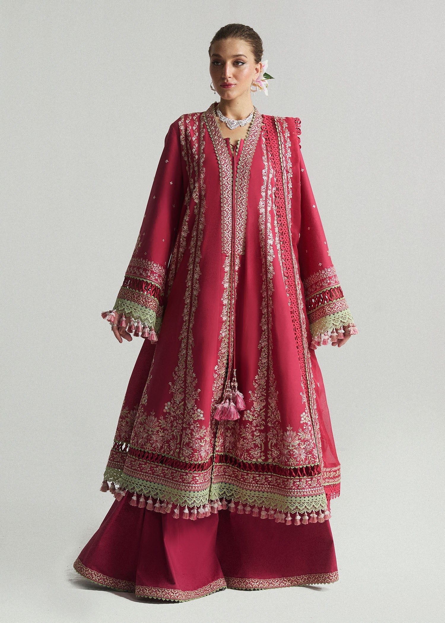 Hussain Rehar 3 Piece Custom Stitched Suit - Pink - LB287314