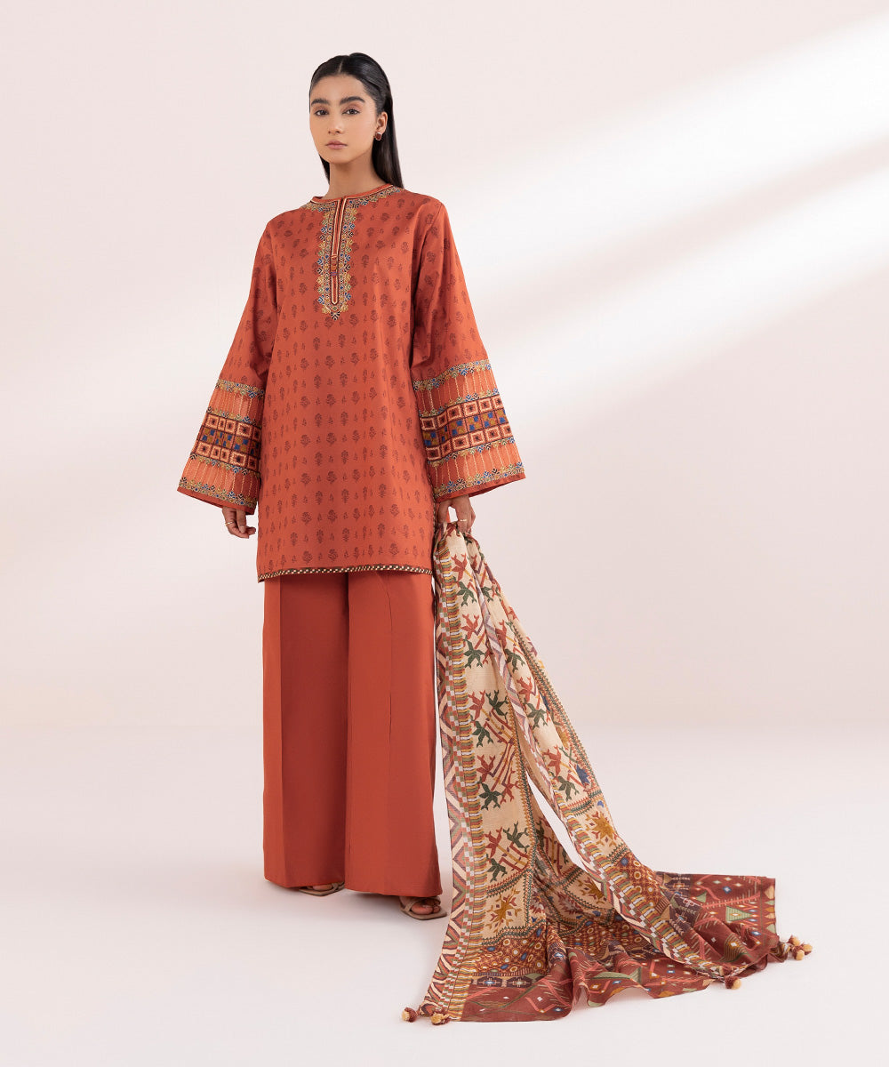 Sapphire 3 Piece Custom Stitched Suit - Orange - LB287697