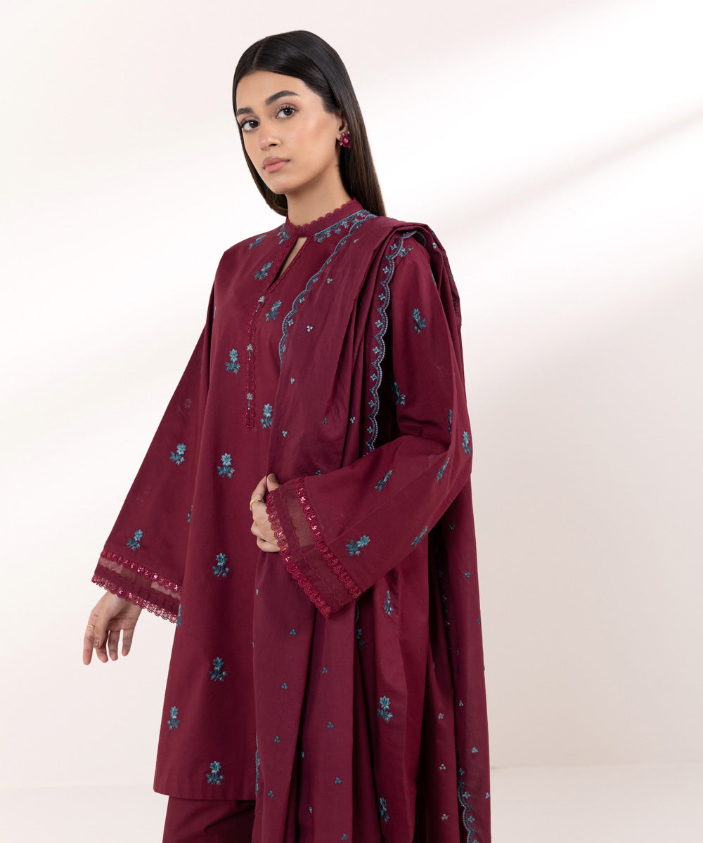 Sapphire 3 Piece Custom Stitched Suit - Maroon - LB287624