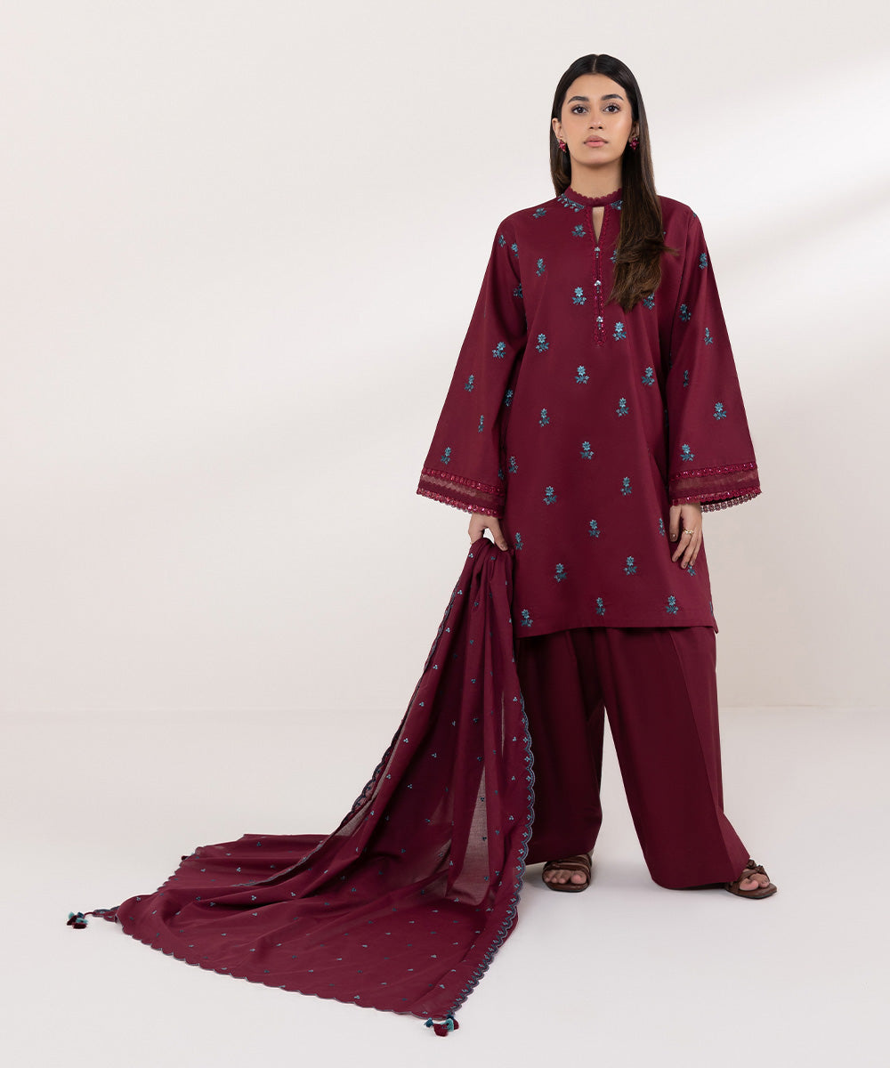 Sapphire 3 Piece Custom Stitched Suit - Maroon - LB287624