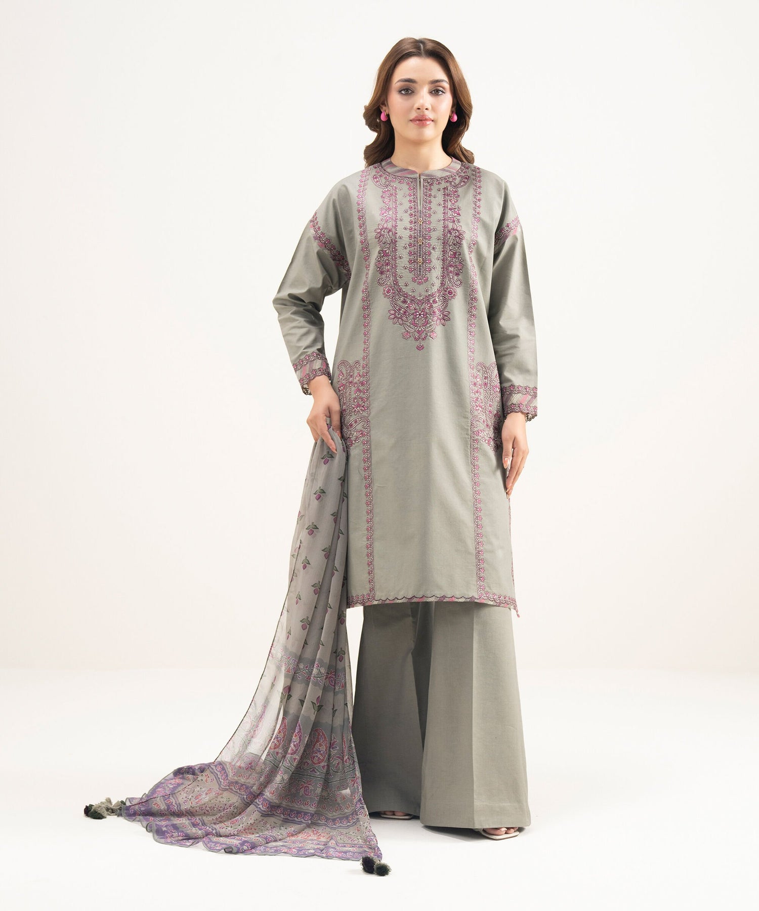 Sapphire 3 Piece Custom Stitched Suit - Gray - LB31398