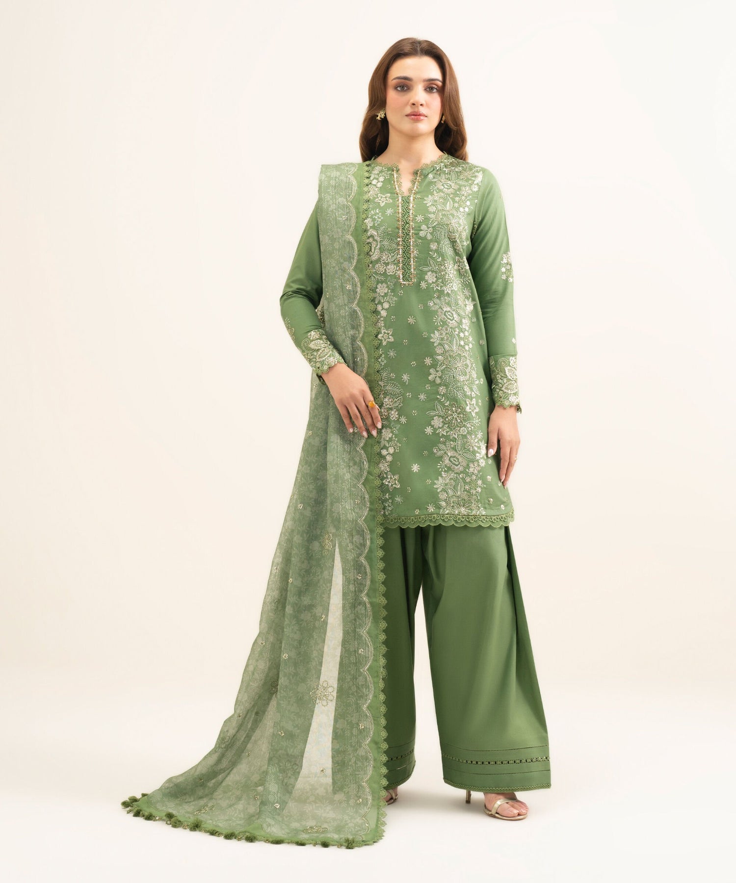 Sapphire 3 Piece Custom Stitched Suit - Green - LB31415