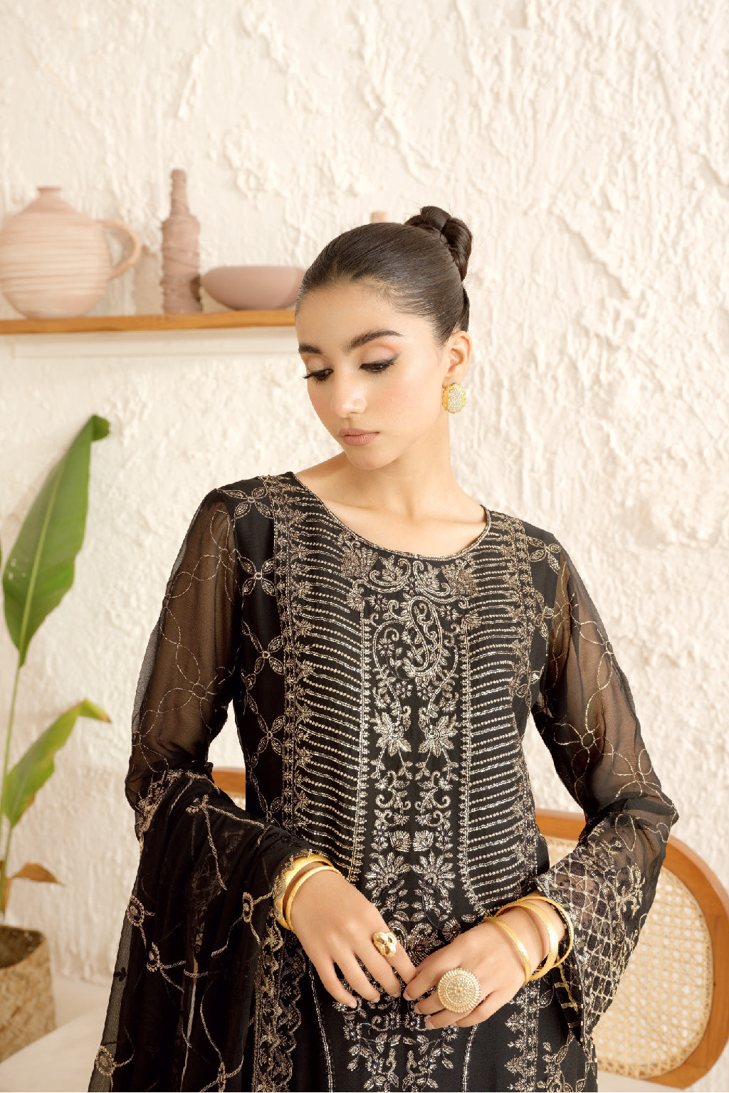 Ramsha 3 Piece Custom Stitched Suit - Black - LB28946