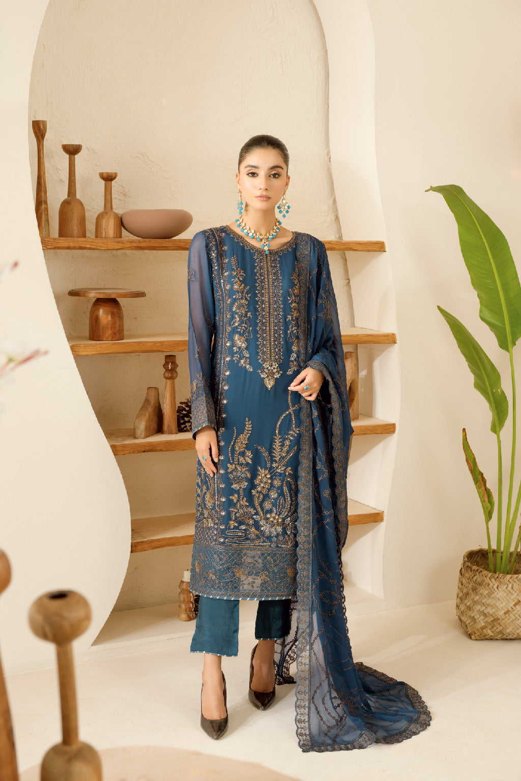 Ramsha 3 Piece Custom Stitched Suit - Blue - LB28943