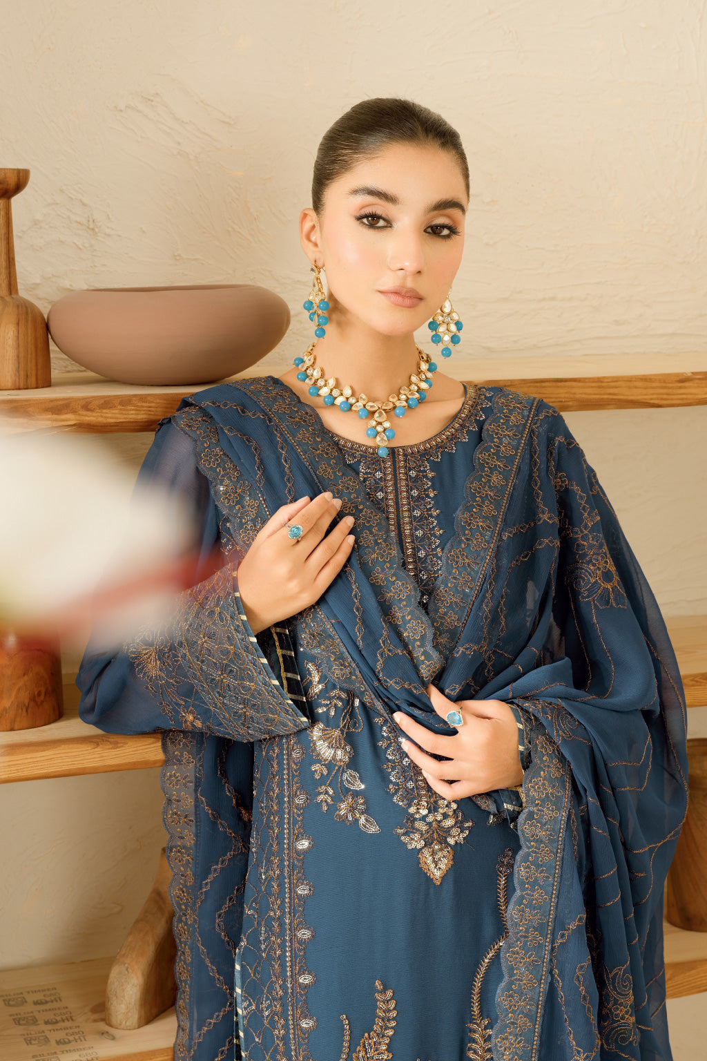 Ramsha 3 Piece Custom Stitched Suit - Blue - LB28943