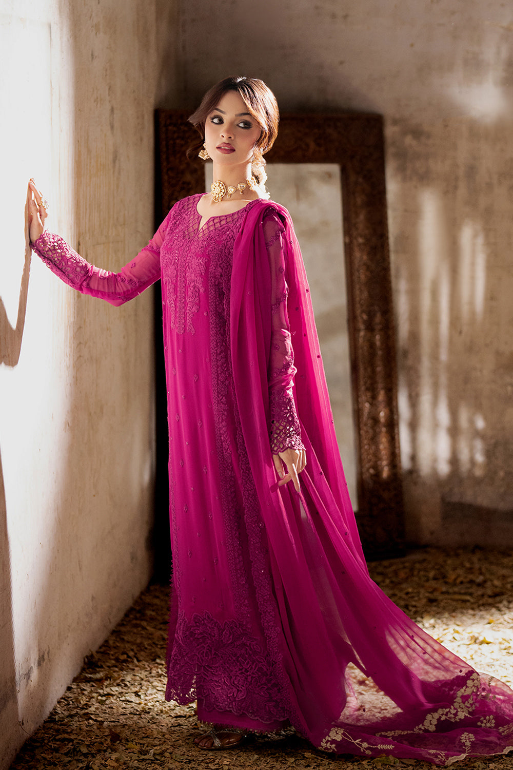 Azure 3 Piece Custom Stitched Suit - Magenta - LB289325